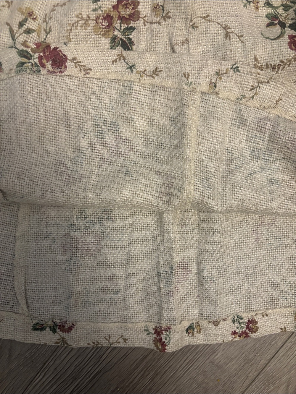 Vintage Cottagecore Prairie Girl 90s Floral Cream Pink Lace Trim - Picture 10 of 10
